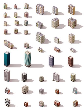 Big set of the isometric town buildings Stock Photo - Budget Royalty-Free & Subscription, Code: 400-08553712
