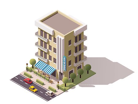 simsearch:400-09142236,k - Isometric icon representing restaurant building Stock Photo - Budget Royalty-Free & Subscription, Code: 400-08553713