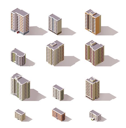 Set of the isometric town buildings Stock Photo - Budget Royalty-Free & Subscription, Code: 400-08553720