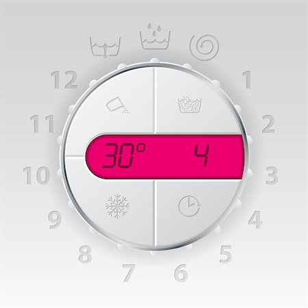 Wash machine control panel with pink lcd showing temperature and program Stock Photo - Budget Royalty-Free & Subscription, Code: 400-08553814