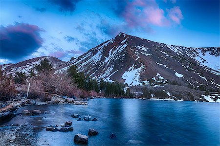 Beautiful vivid sunset at Big Virginia Lake, Eastern Sierra Nevada. California, USA Stock Photo - Budget Royalty-Free & Subscription, Code: 400-08553848