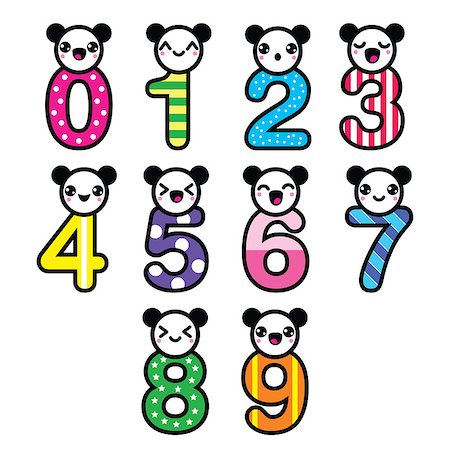 simsearch:400-04242112,k - Vector icons set of colorful numbers - Japanese Kawaii style Stockbilder - Microstock & Abonnement, Bildnummer: 400-08574159
