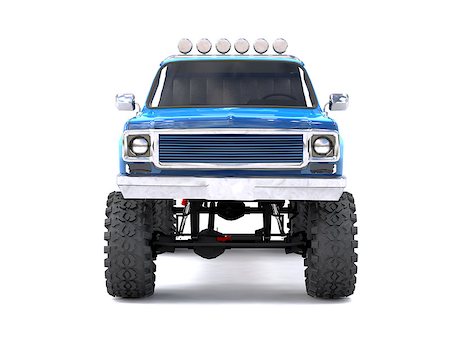 simsearch:400-08574227,k - A large blue pickup truck off-road. Full off-road training. Highly raised suspension. Huge wheels with large spikes for rocks and mud. 3d illustration Photographie de stock - Aubaine LD & Abonnement, Code: 400-08574222