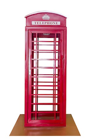 simsearch:400-07823968,k - Classic British red phone booth isolated on white background Stock Photo - Budget Royalty-Free & Subscription, Code: 400-08574613