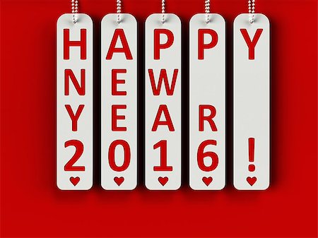 Happy new year 2016 on the metal labels, three-dimensional rendering Stock Photo - Budget Royalty-Free & Subscription, Code: 400-08575215