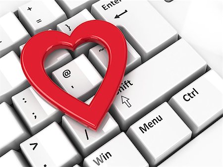 Heart icon on the computer keyboard background, three-dimensional rendering Stock Photo - Budget Royalty-Free & Subscription, Code: 400-08575522
