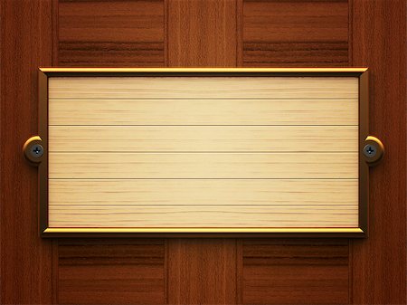 polishing wood - Wooden rectangle doorplate on the wooden background, three-dimensional rendering Stock Photo - Budget Royalty-Free & Subscription, Code: 400-08575533