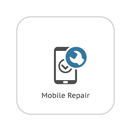 smartphone broken - Mobile Repair Icon. Flat Design Isolated Illustration. Stock Photo - Budget Royalty-Free & Subscription, Code: 400-08572165