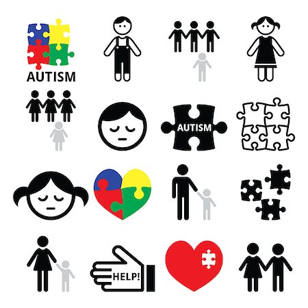 World Autism Awareness Day 2 April - vector icons set isolated on white Stockbilder - Microstock & Abonnement, Bildnummer: 400-08572294