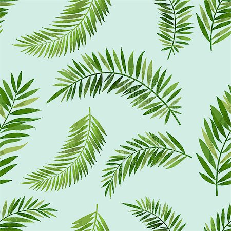 Vintage Seamless tropical palm leaf pattern with texture effect. Vector background illustration. Stock Photo - Budget Royalty-Free & Subscription, Code: 400-08572301