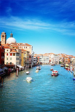 Grand canal waters at sunny day, Venice, Italy, retro toned Stock Photo - Budget Royalty-Free & Subscription, Code: 400-08573170