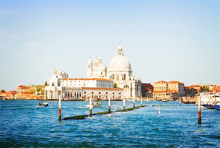 santa maria della salute - Basilica Santa Maria della Salute over  Grand canal water at sunny day, Venice, Italy, retro toned Stock Photo - Budget Royalty-Free & Subscription, Code: 400-08573172