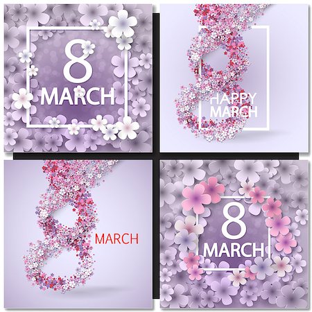 perce-neige - Set of Vector card for 8 march. International Women Day. Floral frame with crocuses and  snowdrops. Purple background Photographie de stock - Aubaine LD & Abonnement, Code: 400-08573410