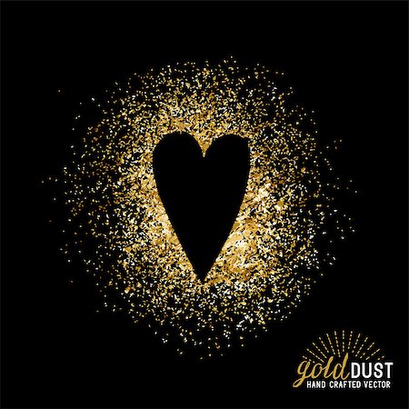 Gold Dust Love Vector. Heart shape in gold foil dust. Vector illustration. Stock Photo - Budget Royalty-Free & Subscription, Code: 400-08573617