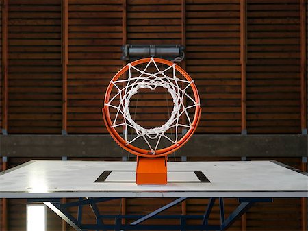 Photo of an indoor basketball hoop from below. Stock Photo - Budget Royalty-Free & Subscription, Code: 400-08573651