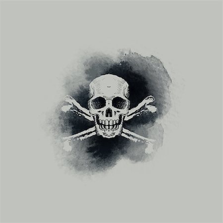 simsearch:400-05358582,k - Skull and crossbones on smoky watercolour backdrop. Vector illustration Stock Photo - Budget Royalty-Free & Subscription, Code: 400-08573731