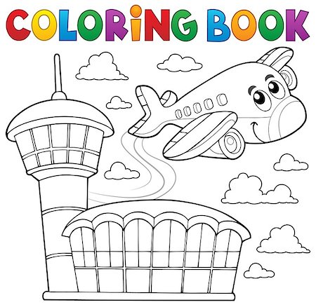 simsearch:400-05377347,k - Coloring book airplane theme 3 - eps10 vector illustration. Photographie de stock - Aubaine LD & Abonnement, Code: 400-08614078