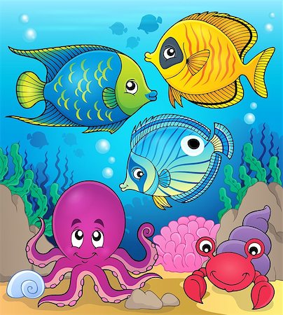simsearch:400-08614096,k - Coral fauna theme image 2 - eps10 vector illustration. Stock Photo - Budget Royalty-Free & Subscription, Code: 400-08614085