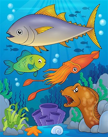 simsearch:400-08614096,k - Ocean fauna topic image 6 - eps10 vector illustration. Stock Photo - Budget Royalty-Free & Subscription, Code: 400-08614094