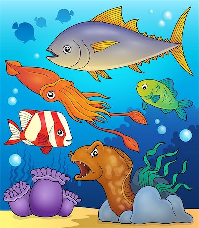simsearch:400-08614096,k - Ocean fauna topic image 4 - eps10 vector illustration. Stock Photo - Budget Royalty-Free & Subscription, Code: 400-08614092