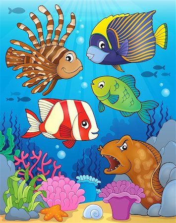 simsearch:400-08616368,k - Ocean fauna topic image 5 - eps10 vector illustration. Foto de stock - Super Valor sin royalties y Suscripción, Código: 400-08614093