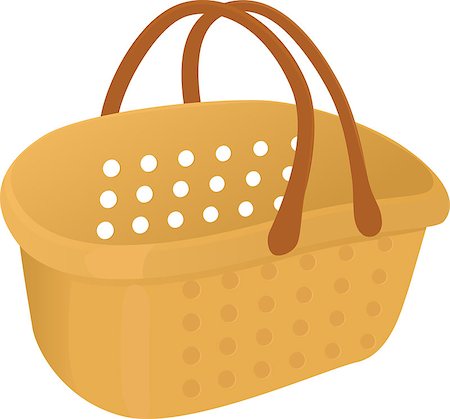 simsearch:400-08529908,k - Shopping yelow plastik empty basket icon isolated on white Stock Photo - Budget Royalty-Free & Subscription, Code: 400-08614169