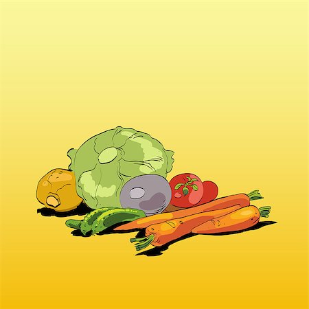 pic of cabbage for drawing - Fresh green vegetables green vegetarian cuisine. Supply of fresh products of vegetables. Vector illustration Stock Photo - Budget Royalty-Free & Subscription, Code: 400-08614242
