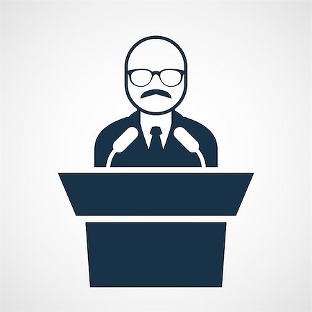 declaring - Bald-headed man at rostrum - speaker in glasses at tribune Stock Photo - Budget Royalty-Free & Subscription, Code: 400-08614275