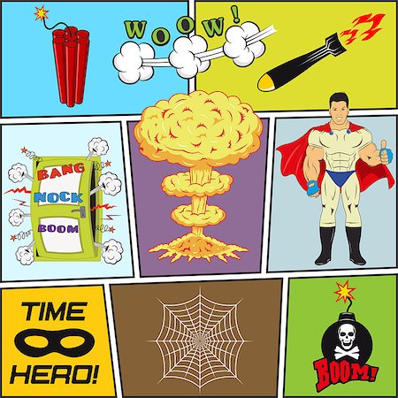 simsearch:400-08649258,k - Set of Retro Comic Book Vector Design elements, Speech and Thought Bubbles Foto de stock - Super Valor sin royalties y Suscripción, Código: 400-08614439