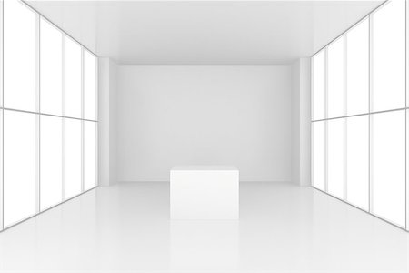 empty stage event - pedestal in white room with windows. 3d render. Stock Photo - Budget Royalty-Free & Subscription, Code: 400-08614447