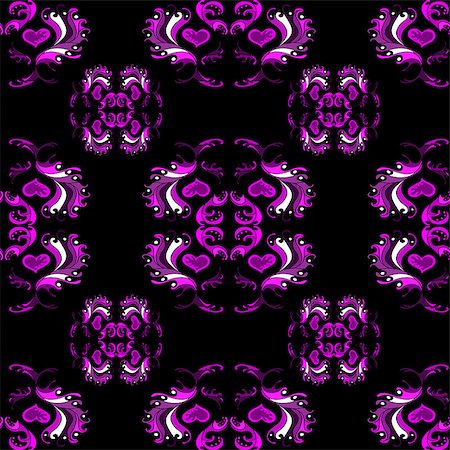 simsearch:400-08674012,k - pink flower petals on a black background seamless vector pattern Photographie de stock - Aubaine LD & Abonnement, Code: 400-08614469