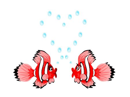 Fish couple heart bubbles, editable vector format, jpeg Photographie de stock - Aubaine LD & Abonnement, Code: 400-08614580