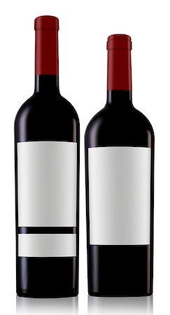 Two red wine bottles with caps and blank labels isolated on white background Stock Photo - Budget Royalty-Free & Subscription, Code: 400-08614825