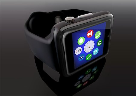 simsearch:400-08152542,k - Smart Watch - photo realistic illustration, Vector Stock Photo - Budget Royalty-Free & Subscription, Code: 400-08614926