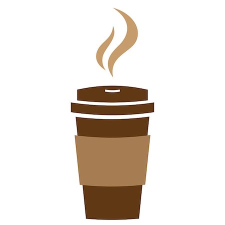 Takeaway hot coffee paper cup with steam. Vector sign. Stock Photo - Budget Royalty-Free & Subscription, Code: 400-08614942