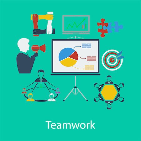 Business teamwork flat design in UI colors. Vector illustration. Stock Photo - Budget Royalty-Free & Subscription, Code: 400-08614966