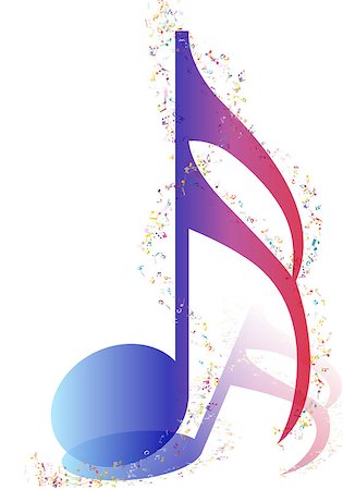 simsearch:400-05297279,k - Musical Design Elements From Music Staff With  Notes in gradient transparent Colors. Elegant Creative Design With Shadows and Isolated on White. Vector Illustration. Photographie de stock - Aubaine LD & Abonnement, Code: 400-08614975