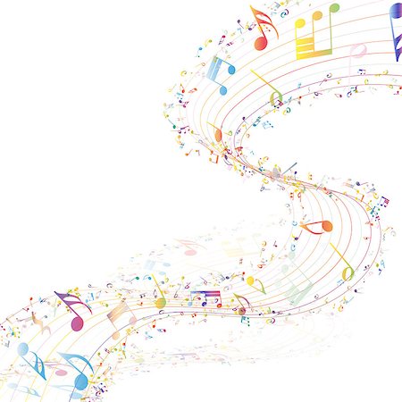 simsearch:400-05297279,k - Musical Design Elements From Music Staff With Treble Clef And Notes in gradient transparent  Colors. Elegant Creative Design With Shadows and Isolated on White. Vector Illustration. Photographie de stock - Aubaine LD & Abonnement, Code: 400-08614971