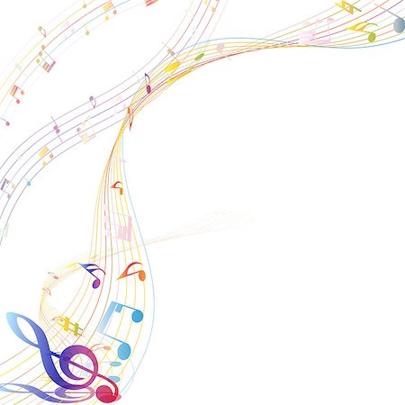 simsearch:400-05297279,k - Musical Design Elements From Music Staff With Treble Clef And Notes in gradient transparent  Colors. Elegant Creative Design With Shadows and Isolated on White. Vector Illustration. Photographie de stock - Aubaine LD & Abonnement, Code: 400-08614972