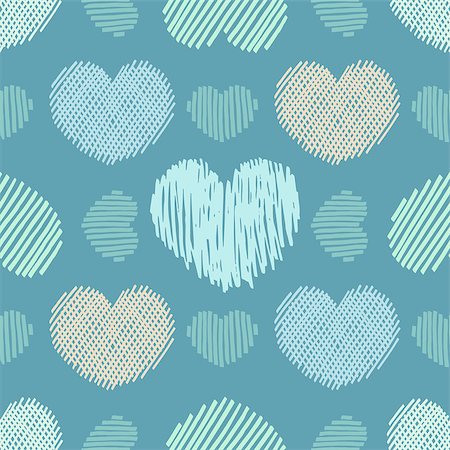 Doodle hearts. Seamless vector pattern with various doodle hearts. Stock Photo - Budget Royalty-Free & Subscription, Code: 400-08614995