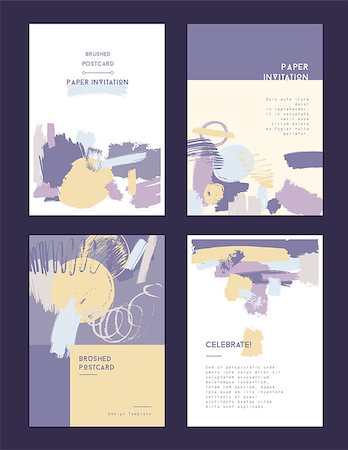 simsearch:400-08617908,k - Modern grunge brush postcard template, art vector cards design in bright colors Foto de stock - Super Valor sin royalties y Suscripción, Código: 400-08614996