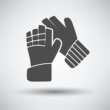 soccer goalie hands - Soccer goalkeeper gloves icon on gray background with round shadow. Vector illustration. Stock Photo - Budget Royalty-Free & Subscription, Code: 400-08615105