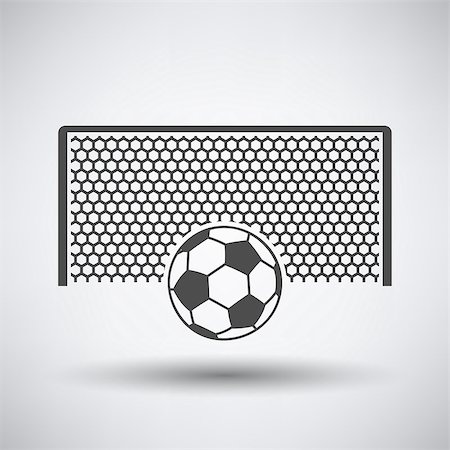 Soccer gate with ball on penalty point  icon on gray background with round shadow. Vector illustration. Stock Photo - Budget Royalty-Free & Subscription, Code: 400-08615121