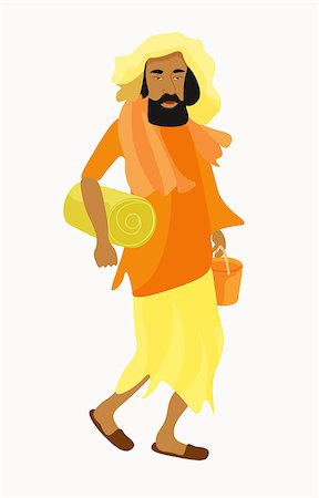 sadhu face photography - Indian Yogi man in the orange garb. vector illustration Stock Photo - Budget Royalty-Free & Subscription, Code: 400-08615164