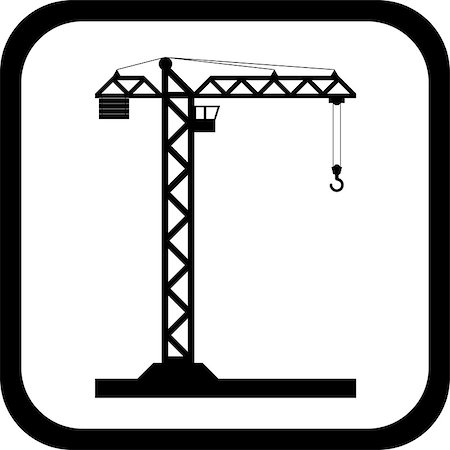 simsearch:400-04392741,k - Black tower crane on white in black frame with rounded corners - Vector icon isolated Foto de stock - Super Valor sin royalties y Suscripción, Código: 400-08615160