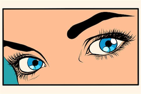 simsearch:400-08158429,k - Beautiful blue eyes girl pop art retro style. Closeup of a fragment of womans face Foto de stock - Super Valor sin royalties y Suscripción, Código: 400-08615314