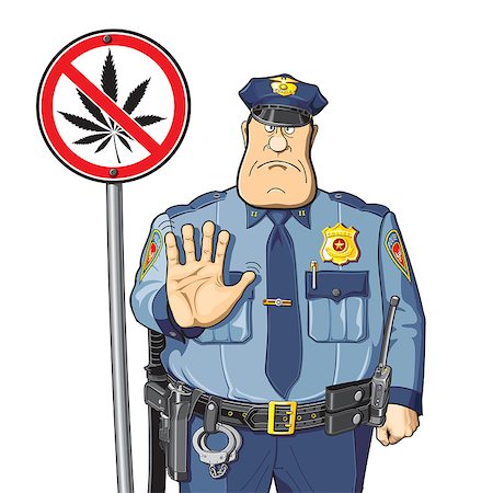 pavelmir (artist) - Police warns - do not use cannabis and drugs Stockbilder - Microstock & Abonnement, Bildnummer: 400-08615323