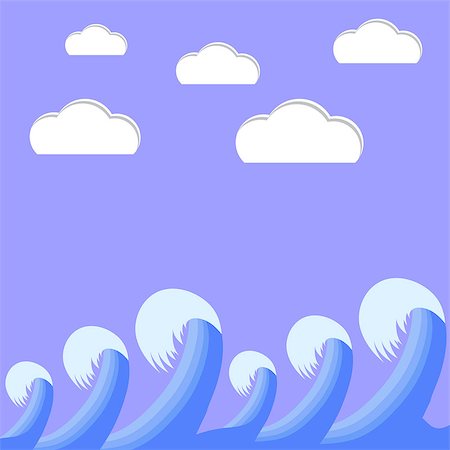 retro surf art - Sea Big Blue Waves Background. Ocean Water Pattern Stock Photo - Budget Royalty-Free & Subscription, Code: 400-08615375