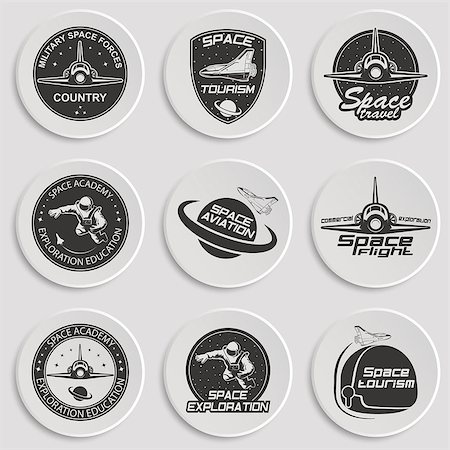 Set of retro and modern space travel badges and labels Stock Photo - Budget Royalty-Free & Subscription, Code: 400-08615379