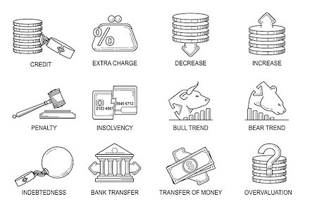 Set Icons in style flat line. Theme - Finance. Stock Photo - Budget Royalty-Free & Subscription, Code: 400-08615403